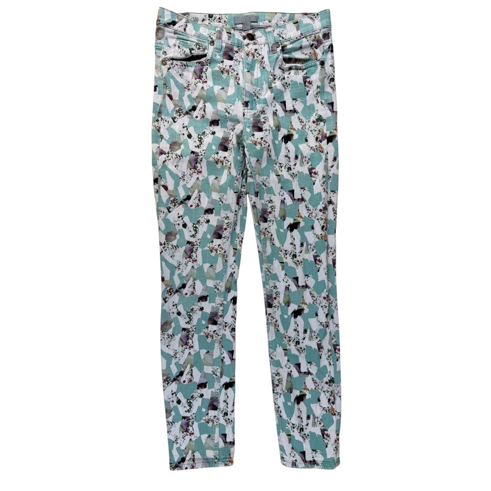 COS 27 Slim Jeans Abstract Mint Geometric Print Cotton Stretch Artistic